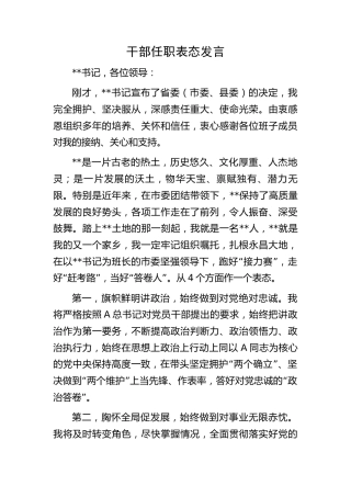 干部任职表态发言