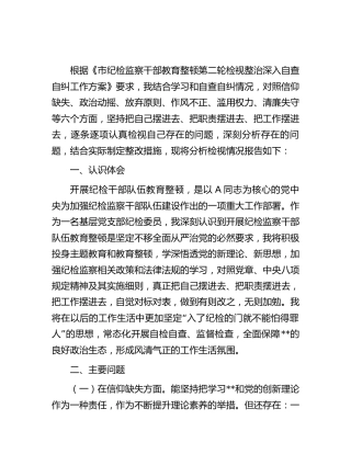 纪检监察干部教育整顿第二轮检视整治“六个方面”党性分析报告4500字