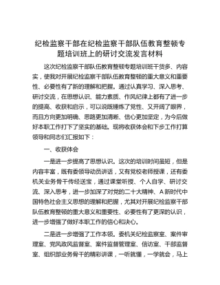 纪检监察干部队伍教育整顿专题培训班上的研讨发言