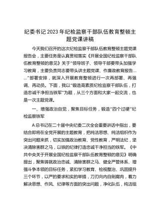 纪检监察干部队伍教育整顿主题党课讲稿1万字