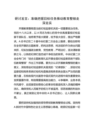 纪检监察干部队伍教育整顿研讨发言1500字