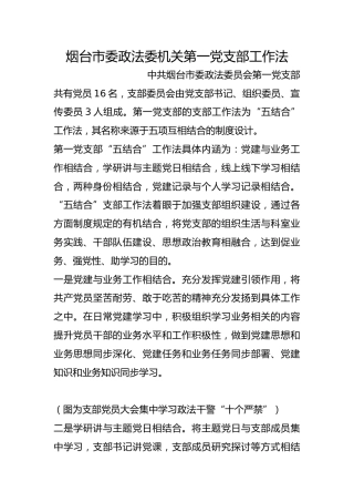 市委政法委机关第一党支部工作法