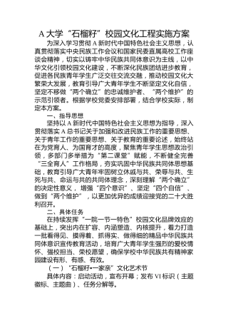 大学“石榴籽”校园文化工程实施方案（学校）