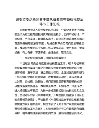 纪检监察干部队伍教育整顿检视整治环节工作总结汇报3400字（纪委监委）√