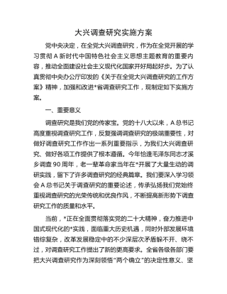 大兴调查研究实施方案4300字