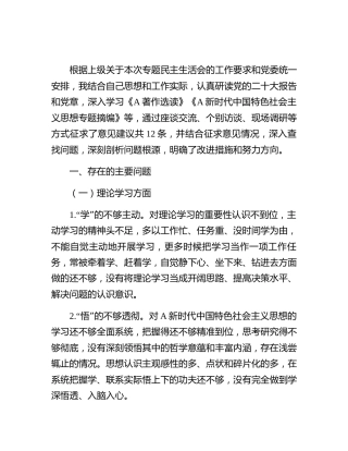 学校书记主题教育专题民主生活会个人对照检查4800字√
