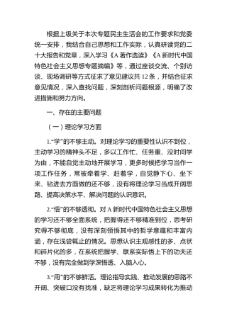 学校书记主题教育专题民主生活会个人对照检查4800字