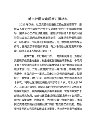 城市社区党建观摩汇报