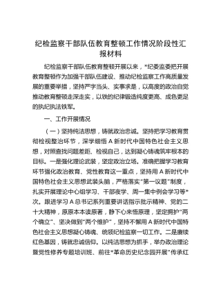 纪检监察干部队伍教育整顿工作情况阶段性总结汇报3200字（纪委监委）