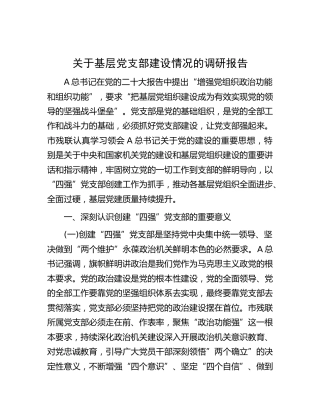 基层党支部建设情况的调研报告