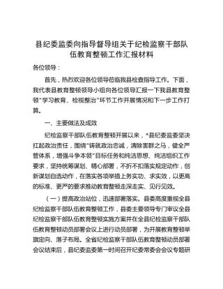 纪检监察干部队伍教育整顿工作（学习教育、检视整治）总结汇报5100字（县区向督导组）