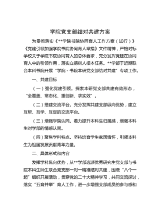 学校党支部结对共建方案