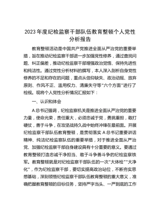 纪检监察干部队伍教育整顿个人党性分析报告2900字（六方面个人检视剖析）