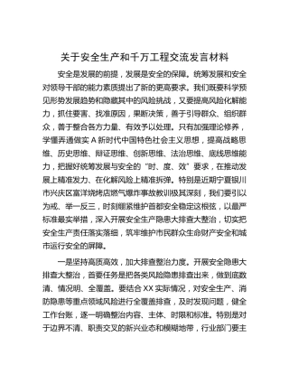 安全生产和千万工程交流发言