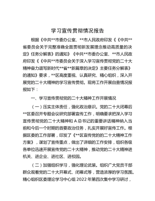 学习宣传贯彻二十大情况总结报告2500字
