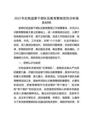 纪检监察干部队伍教育整顿党性分析报告4900字（六方面检视剖析）