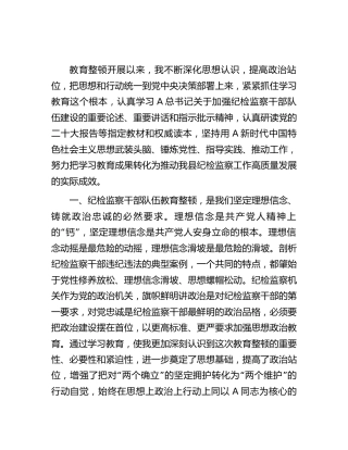 纪检监察干部队伍教育整顿党小组会交流研讨发言