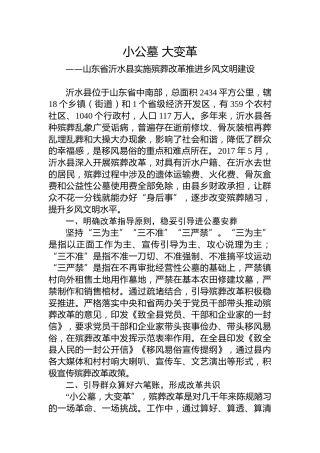 第一批全国乡村治理典型案例丨山东省沂水县：小公墓 大变革