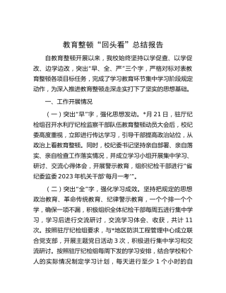 纪检监察干部队伍教育整顿“回头看”总结报告1300字