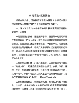 学习贯彻总书记视察精神和二十大精神情况总结报告