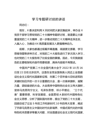 学习二十大专题研讨班讲话