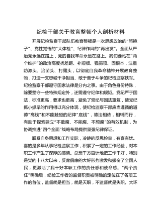 纪检干部个人纪检监察教育整顿剖析材料