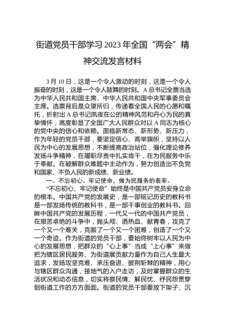 学习2023年“两会”精神交流研讨发言（乡镇街道）