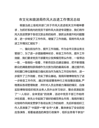 文旅系统作风大改进工作情况总结
