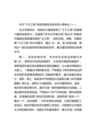 学习“千万工程”经验专题培训班学员心得体会发言3篇