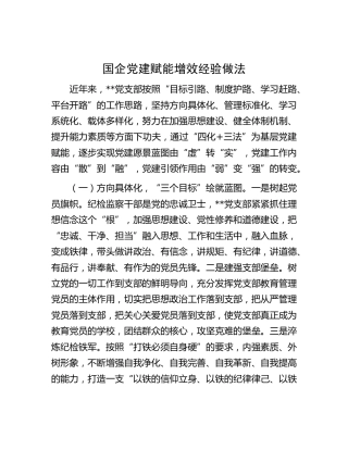 国企公司党建赋能增效经验做法