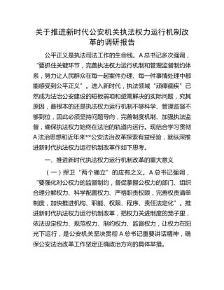 推进新时代公安机关执法权力运行机制改革的调研报告