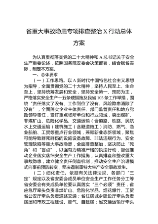 省重大事故隐患专项排查整治2023行动总体方案(20230814)