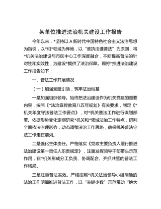 推进法治机关建设工作总结报告