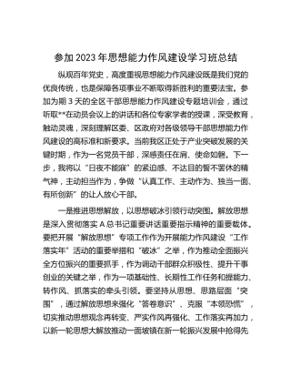 思想能力作风建设学习班个人总结（心得研讨发言）