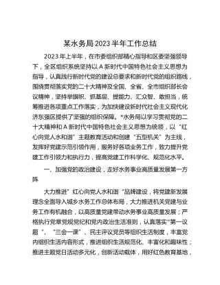 水务系统2023年上半年工作总结汇报