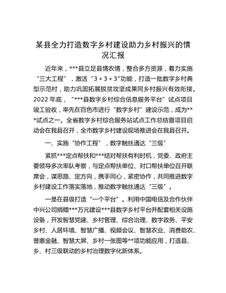 数字乡村建设助力乡村振兴情况汇报