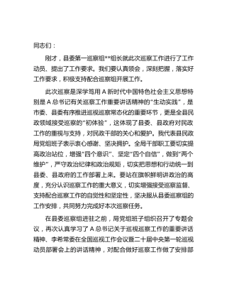 在巡察工作动员会上的表态发言（民政）