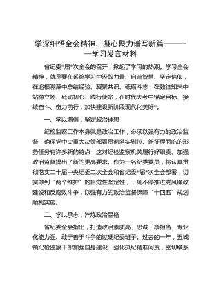 省纪委全会精神学习发言材料