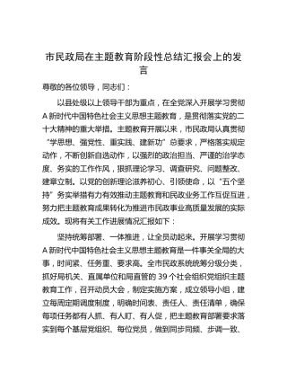 市民政系统主题教育阶段性总结汇报2