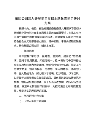 深入开展学习贯彻主题教育学习研讨方案（公司4200字）√