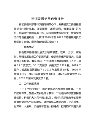 发展党员自查报告（街道2400字）