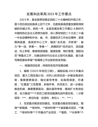 发改局2023年工作要点