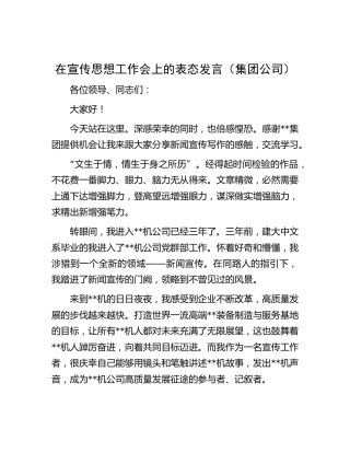 在宣传思想工作会上的表态发言（公司）