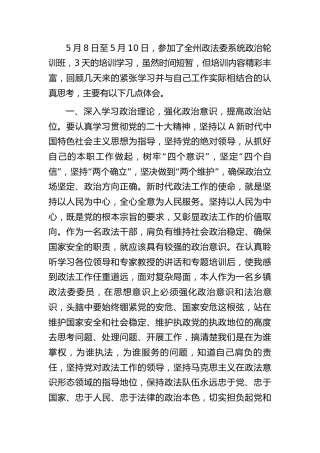 参加2023年政法系统政治轮训心得体会