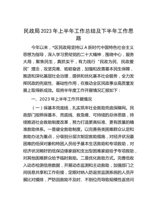 民政局2023年上半年工作总结2