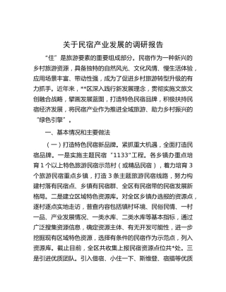 民宿产业发展的调研报告