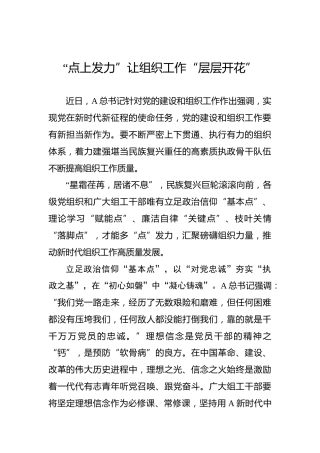 “点上发力”让组织工作“层层开花”