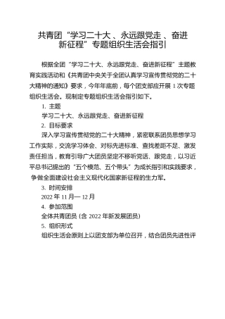共青团“学习二十大、永远跟党走、奋进新征程”专题组织生活会实施指引（含团员先进性评价参考细则）