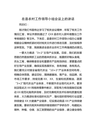 在县农村工作领导小组会议上的讲话 (2)