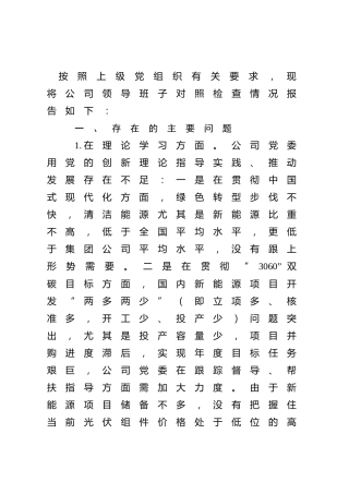 公司主题教育专题民主生活会领导班子对照检查5100字